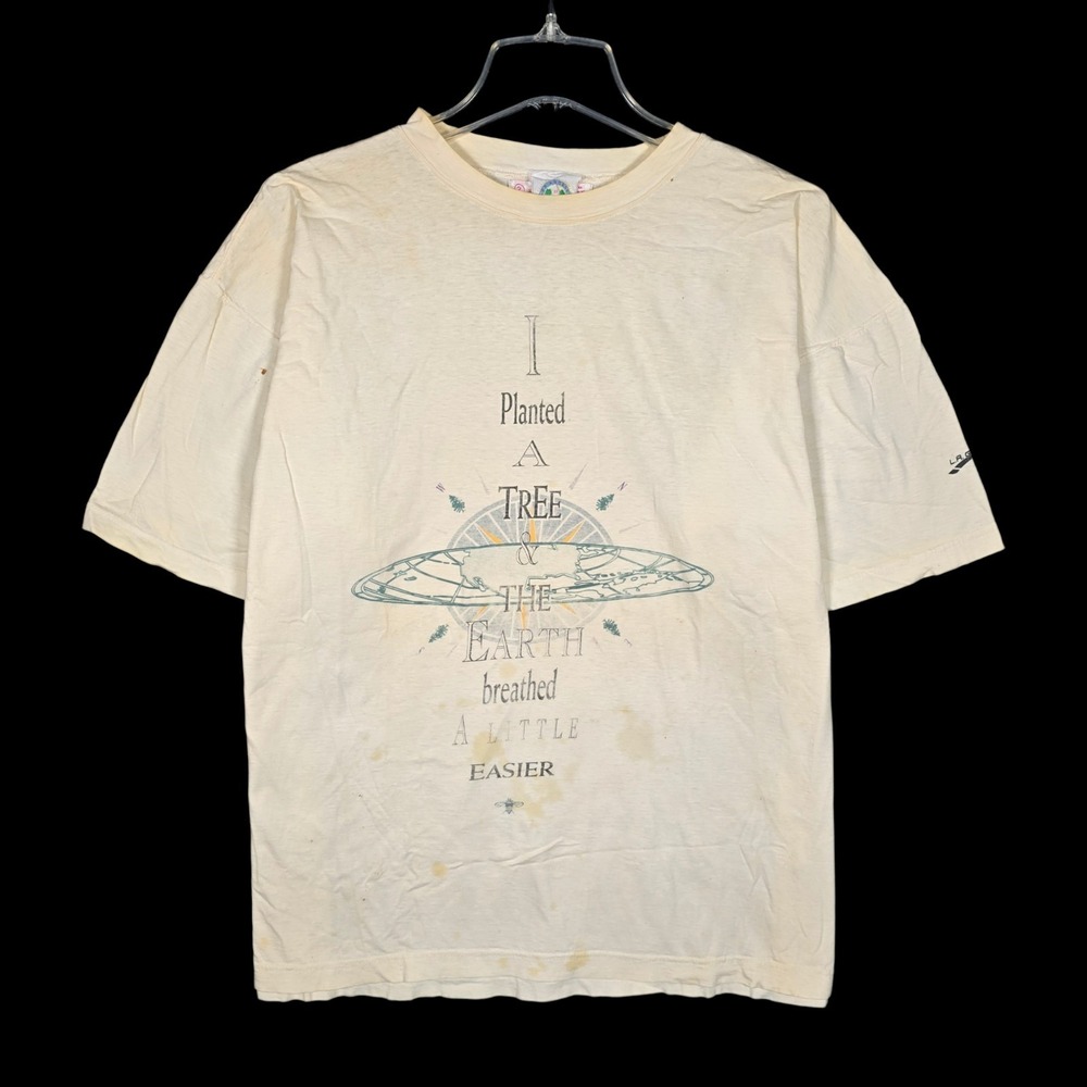 Vintage LA Gear Earth T-Shirt Mens‎ Large Environment Planted A Tree Distressed